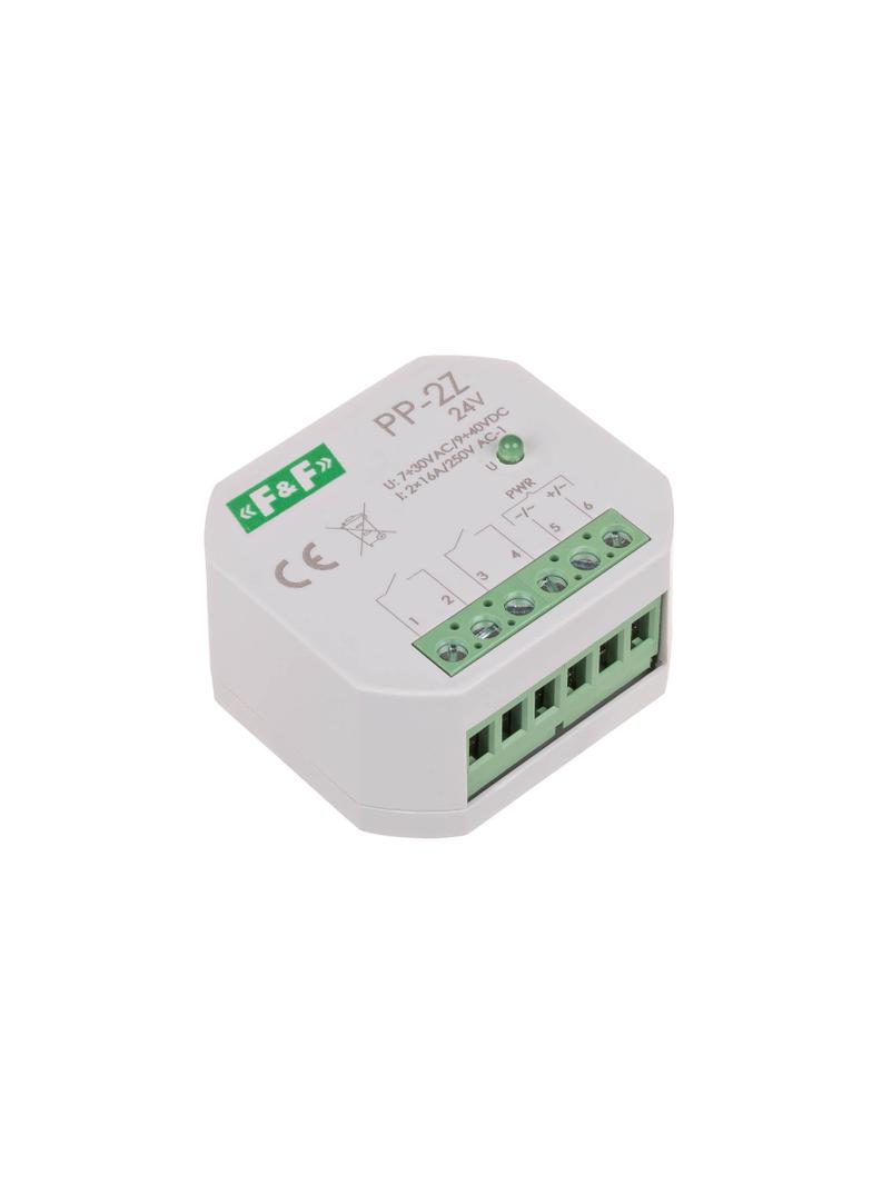 Przekaźnik elektromagnetyczny 2Z 16A montaż podtynkowy w obud.PDT U=7-30VAC / 9-40VDC PP-2Z-24V F&F