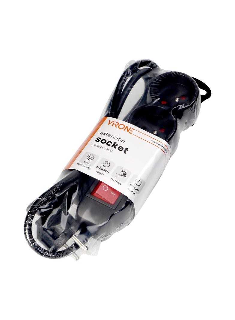 Przedłużacz potrójny listwa z wyłącznikiem płaska wtyczka kabel 1,4m 2300 W ES-9/B/1,4 ORNO