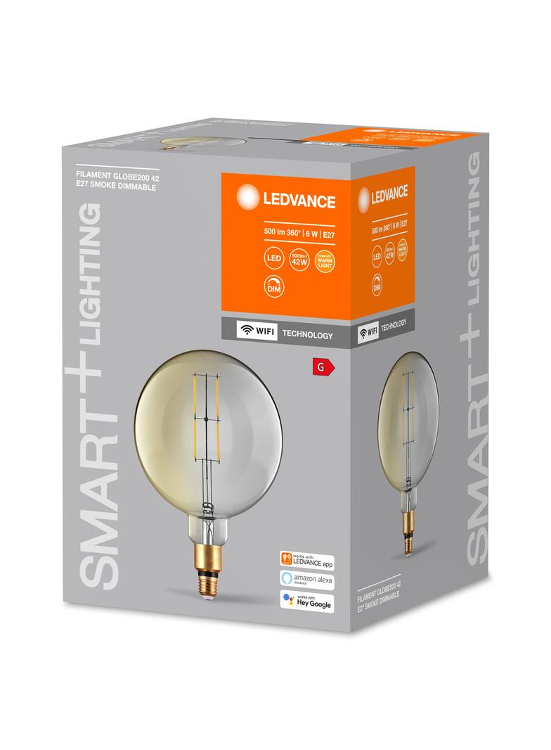 Lampa LED SMART+ WiFi CL Globe200 Smoke DIM 37  6W/825 E27