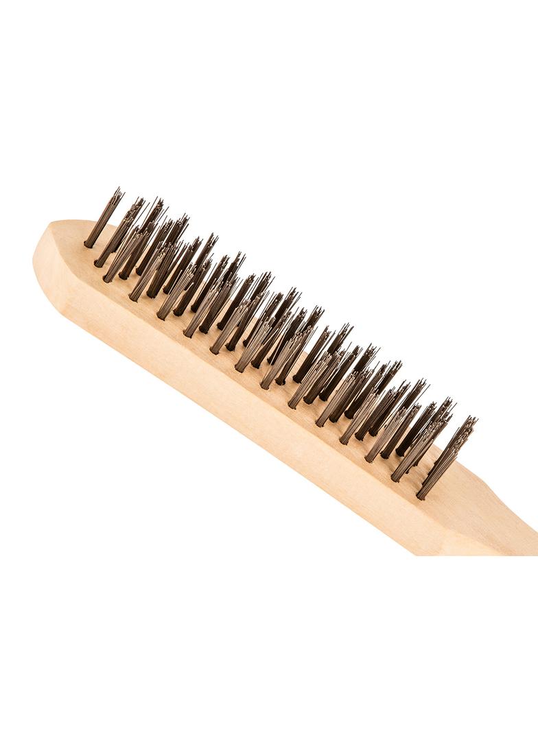 Szczotka druciana 4-rzędowa, drewniany uchwyt