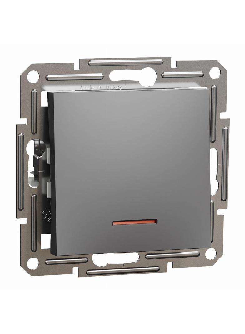 Asfora, łącznik 1-biegunowy, bez ramki, z podświetleniem, antracyt