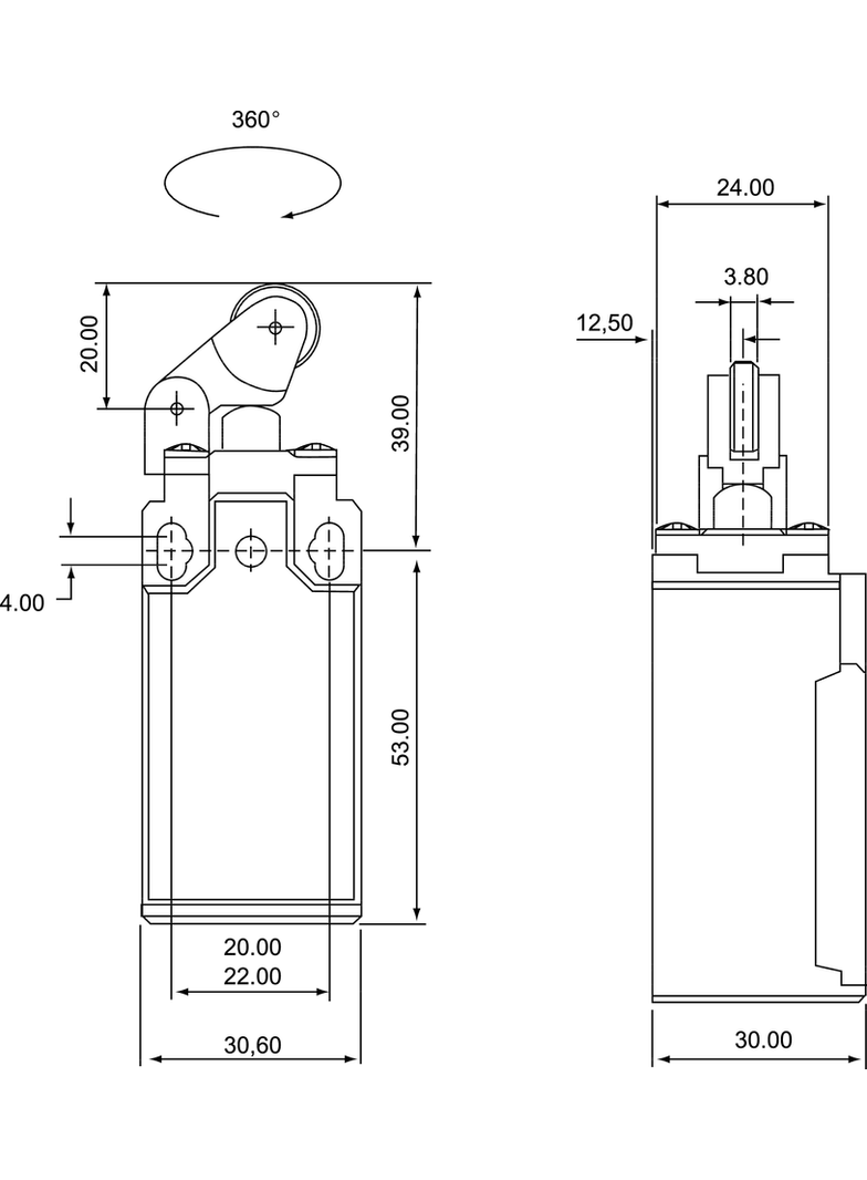 ŁĄCZNIK KRAŃCOWY (TWORZYWO) POPYCHACZ Z ROLKĄ