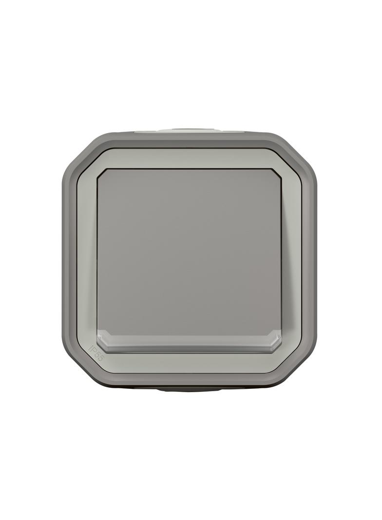 NOWE PLEXO - PRZY. JEDNOBIEGUNOWY Z PODŚWIETL. KOMPLET NATYNK. 10A-250V~ SZARY