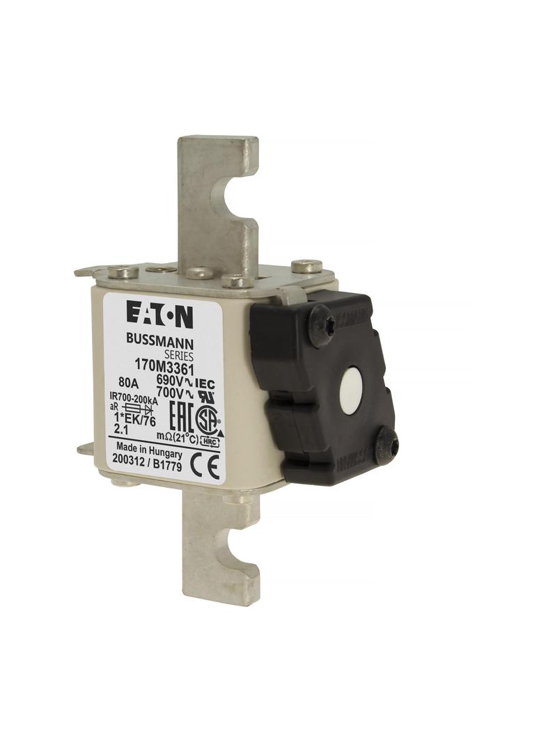 FUSE 80A 690V 1*EK/76 AR UC Wkładka szybka 80A AC 690V rozmiar 1 45x59x102 mm aR IE 170M3361 EATON