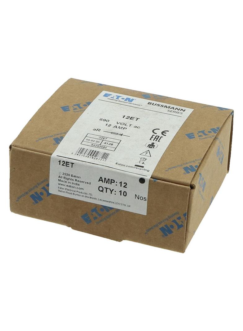 12A 690V SEMI CONDUCTOR FUSE (10) Wkładka szybka 12A AC 690V DC 500V BS88 19x77 mm aR BS 12ET EATON