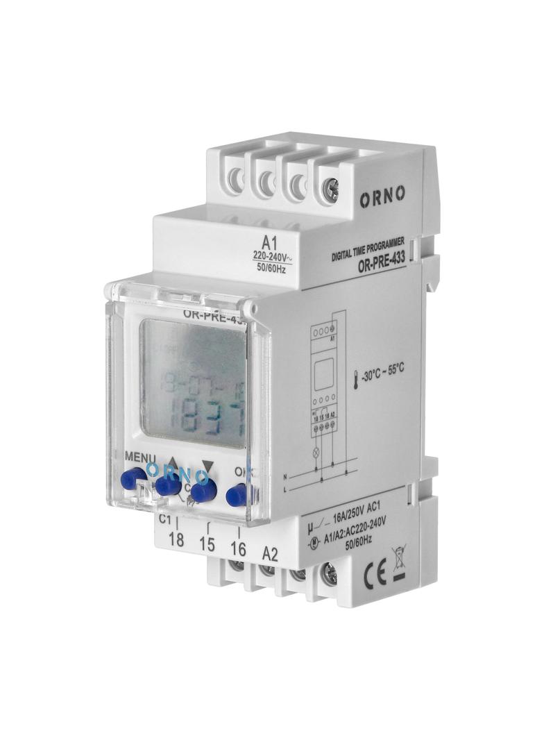 Programator czasowy wyłącznik LCD cyfrowy 52 programy na szynę ORNO