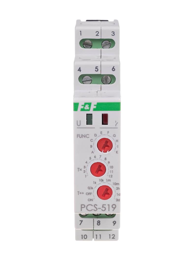 Przekaźnik czasowy 10-funkcji styki 2Z/R 12V PCS-519 12V PCS-519-12V F&F