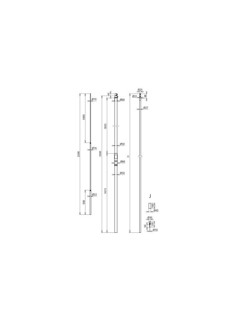 DEHNconductor przewód o izolacji H VI power 27 mm Cu, zestaw w rurze wsporczej o dł. 3500 mm z iglic