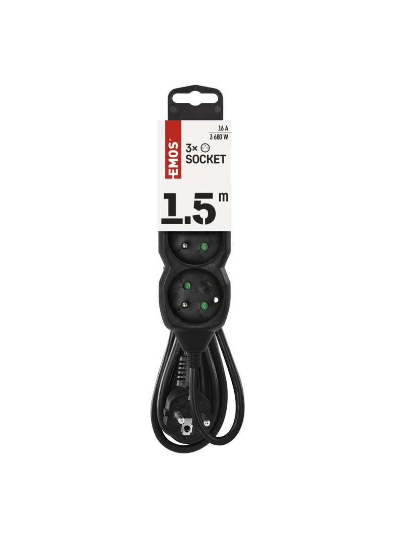 Przedłużacz 3 gniazda 1,5m czarny PC0311 EMOS