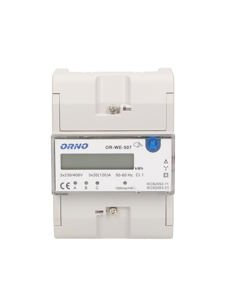 3-fazowy wskaźnik energii elektrycznej, 120A, 5 modułów, DIN TH-35mm, dodatkowy przycisk OR-WE-507 ORNO