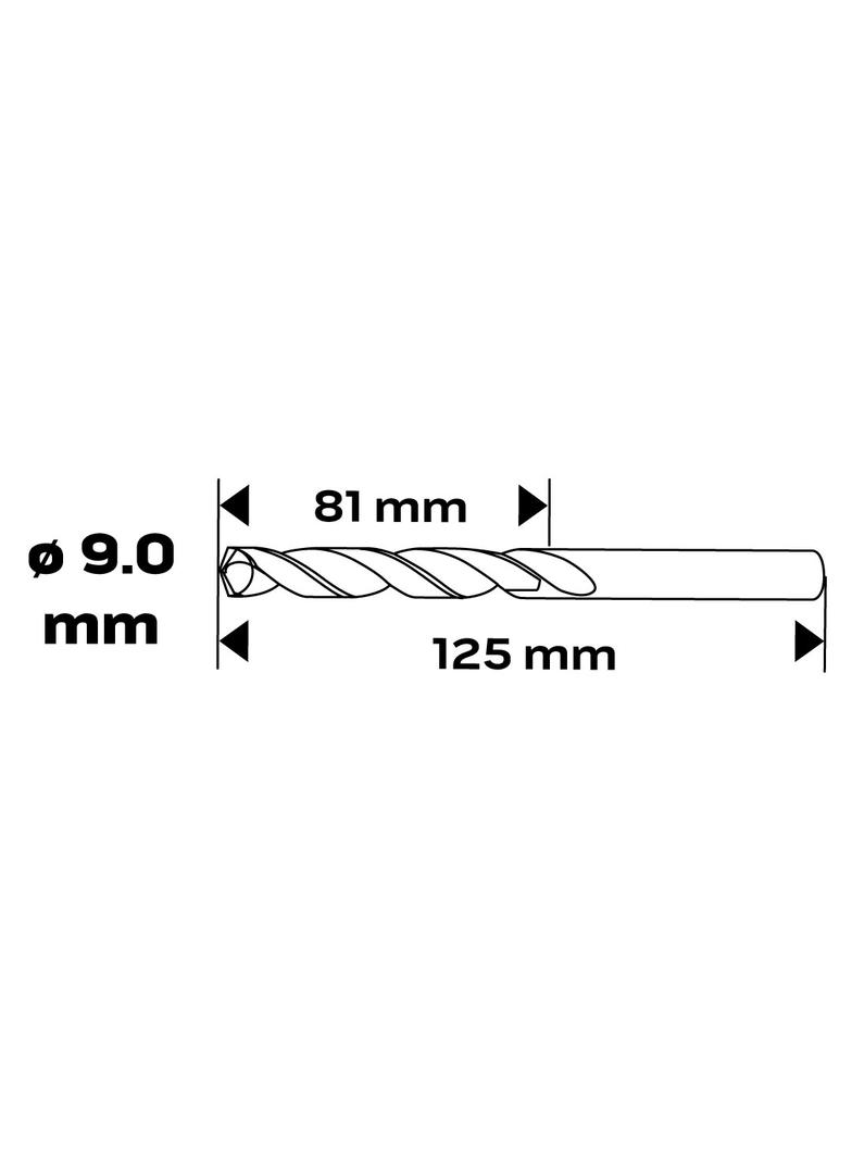 Wiertło do metalu HSS-CNC, 124°, "Pro-Tec", 9.0 mm