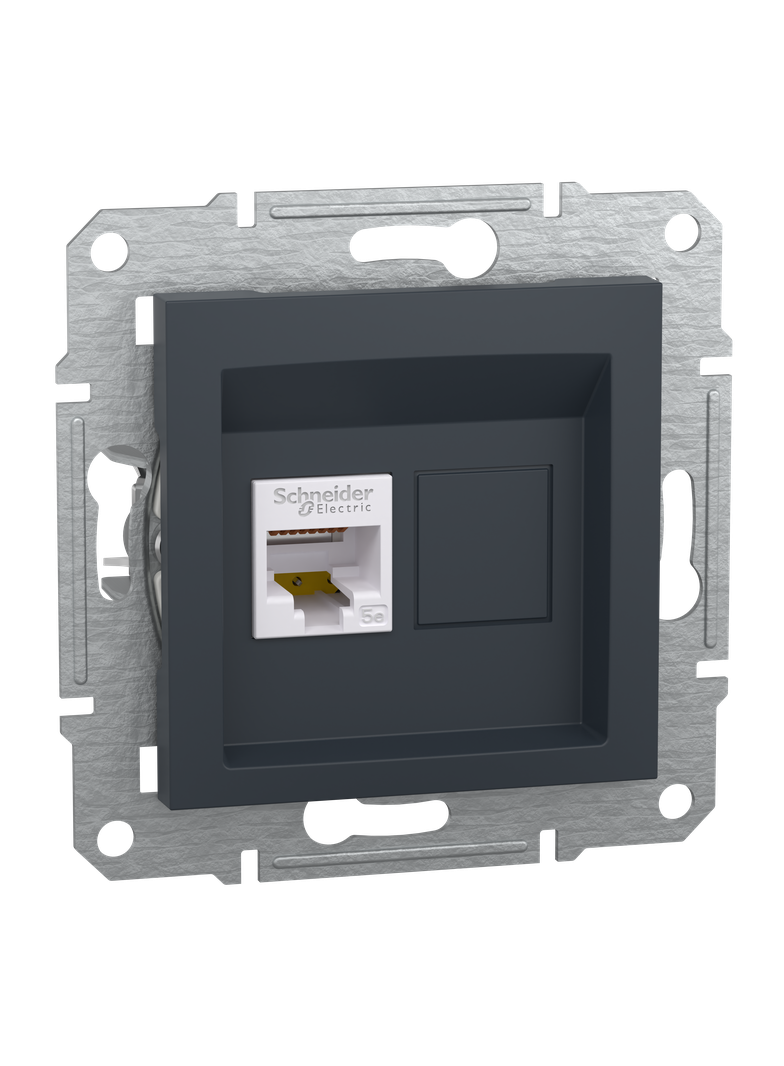 Asfora, gniazdo komputerowe RJ45 kat.5e, STP, bez ramki, antracyt