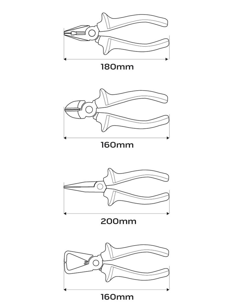 Zestaw szczypiec 1000V, 4 szt.