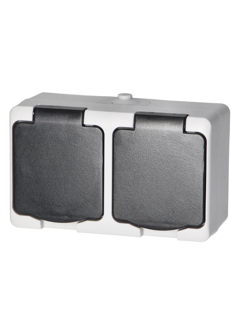 Gniazdo podwójne 2X2P+Z AQUATIC MINI IP54, 16A, 230V AC, biało-czarne OR-OE-7306/WB ORNO