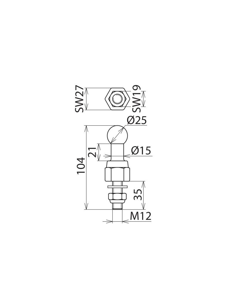 Punkt mocowania kulowy fi 25 mm/M12