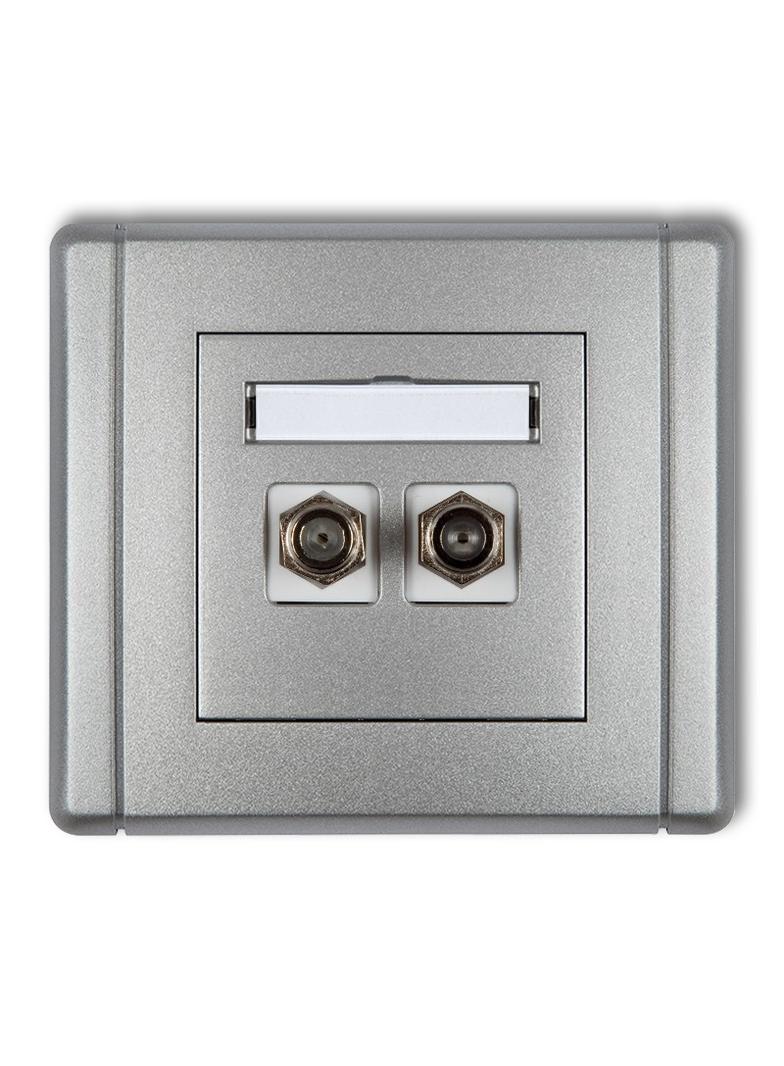 FLEXI Gniazdo antenowe podwójne typu F (SAT) niklowane srebrny metalik