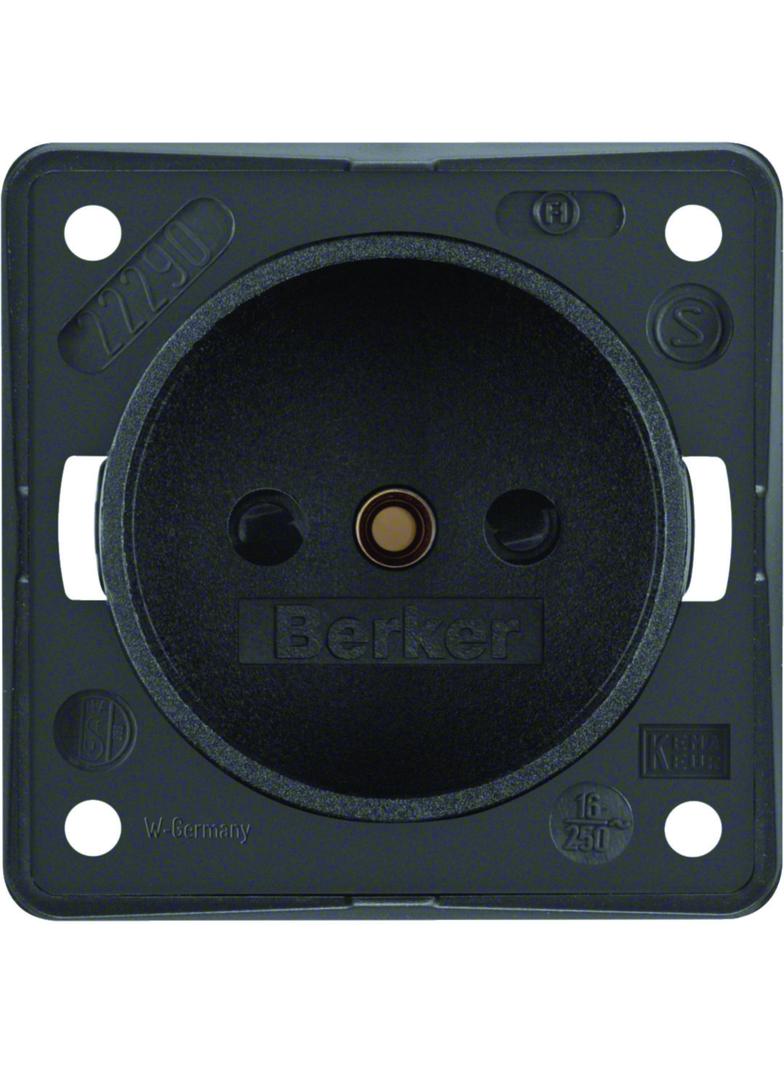 BERKER Integro Flow Gniazdo bez uziemienia z podwyższoną ochroną styków antracyt 961942505 HAGER