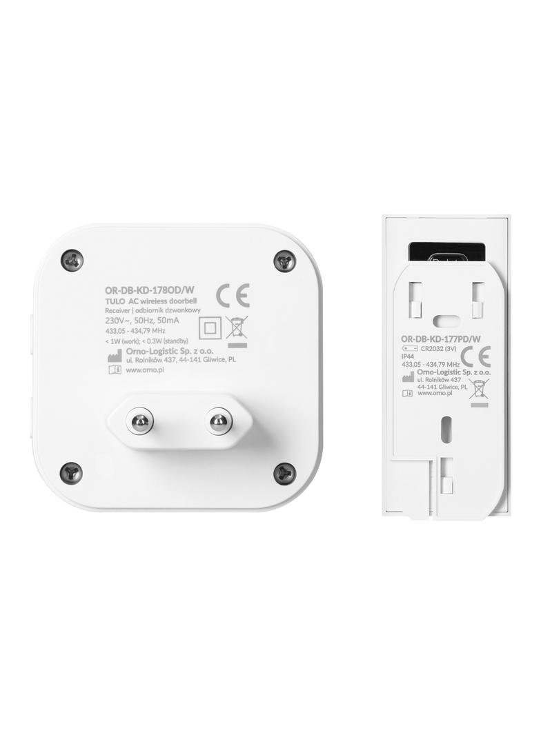 Dzwonek bezprzewodowy do drzwi furtki 230V wodoodporny IP44 150 m OR-DB-KD-178/W ORNO