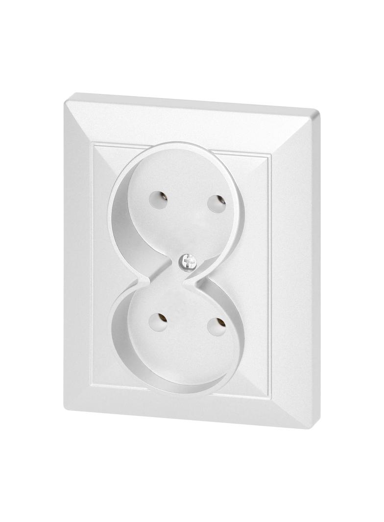 Gniazdo podwójne podtynkowe 2x2P Pearl, 16A, 250V, PT-5 P, biały OR-OE-7706/2P/W ORNO