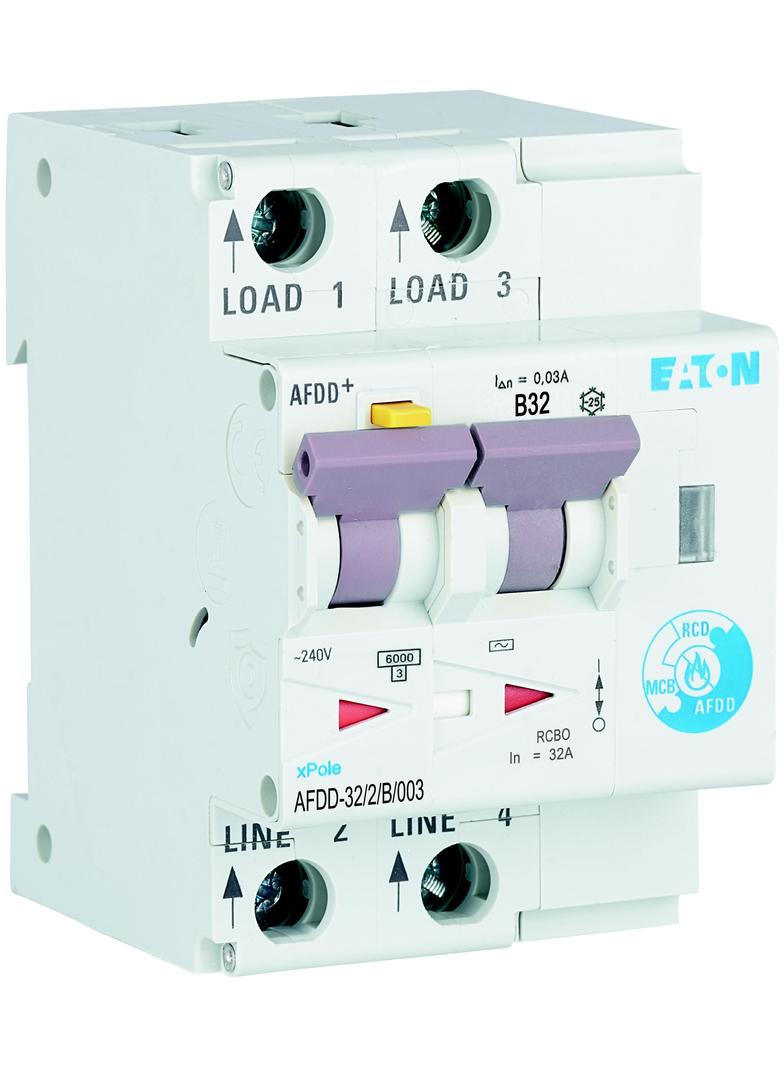 AFDD-32/2/B/003 Przeciwpożarowy detektor iskrzenia 10kA B32A 2P 30mA typ AC 187230 EATON