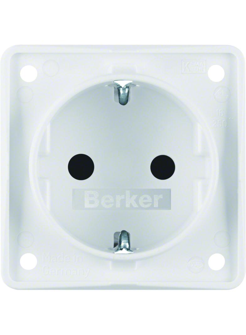 BERKER Integro Flow Gniazdo SCHUKO z podwyższoną ochroną styków biały 947792502 HAGER