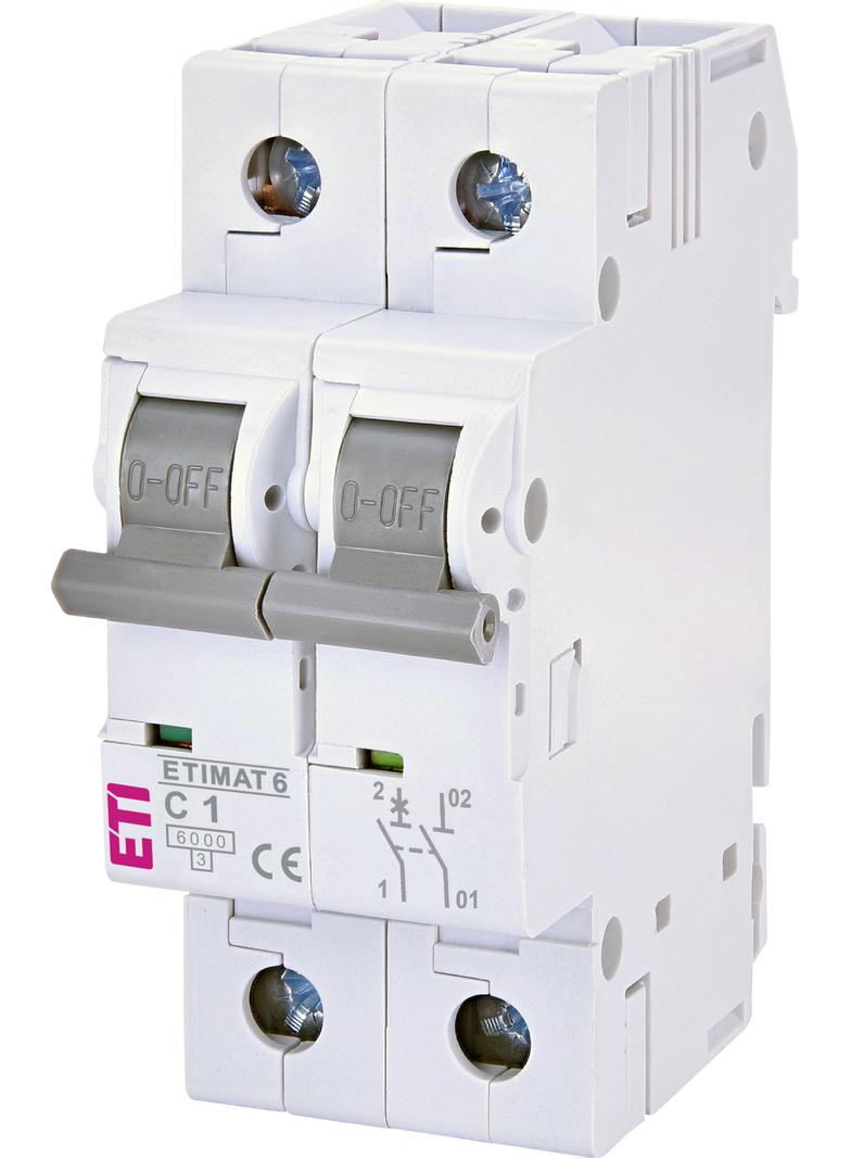 Wyłącznik nadprądowy MAT 6 1P+N C1A 002142504 ETI