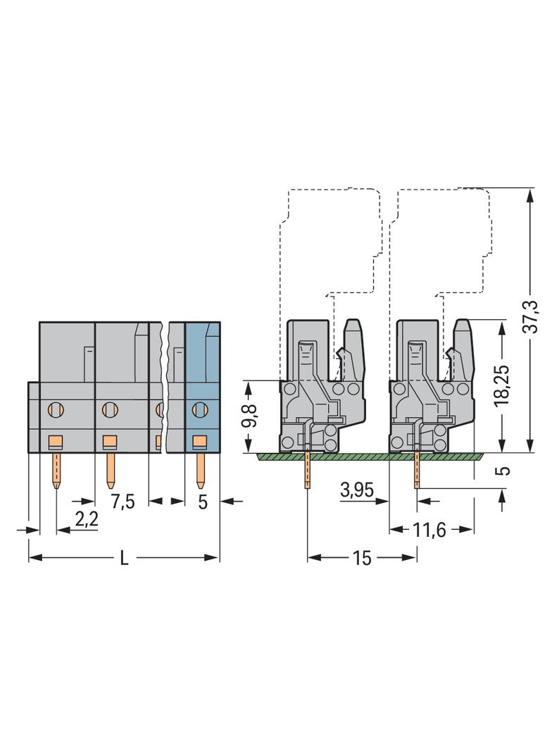 MCS-MIDI Classic gniazdo 9-bieg. szare raster 7,5 mm /25szt./ WAGO