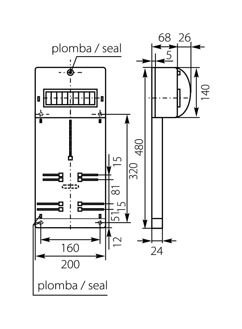 Tablica licznikowa TLR-3F (N+PE) z szybką 10.1A OPATÓWEK