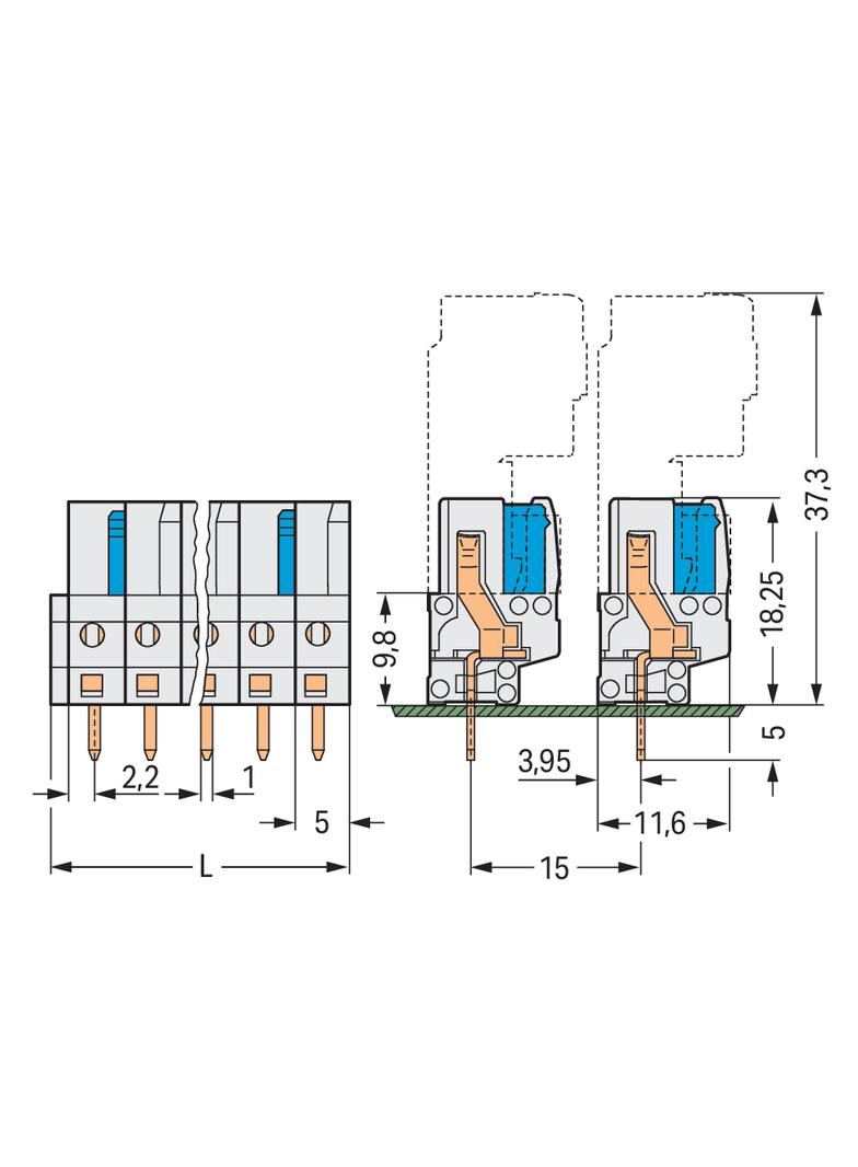 MCS-MIDI Classic gniazdo 4-bieg. j-szare raster 5 mm