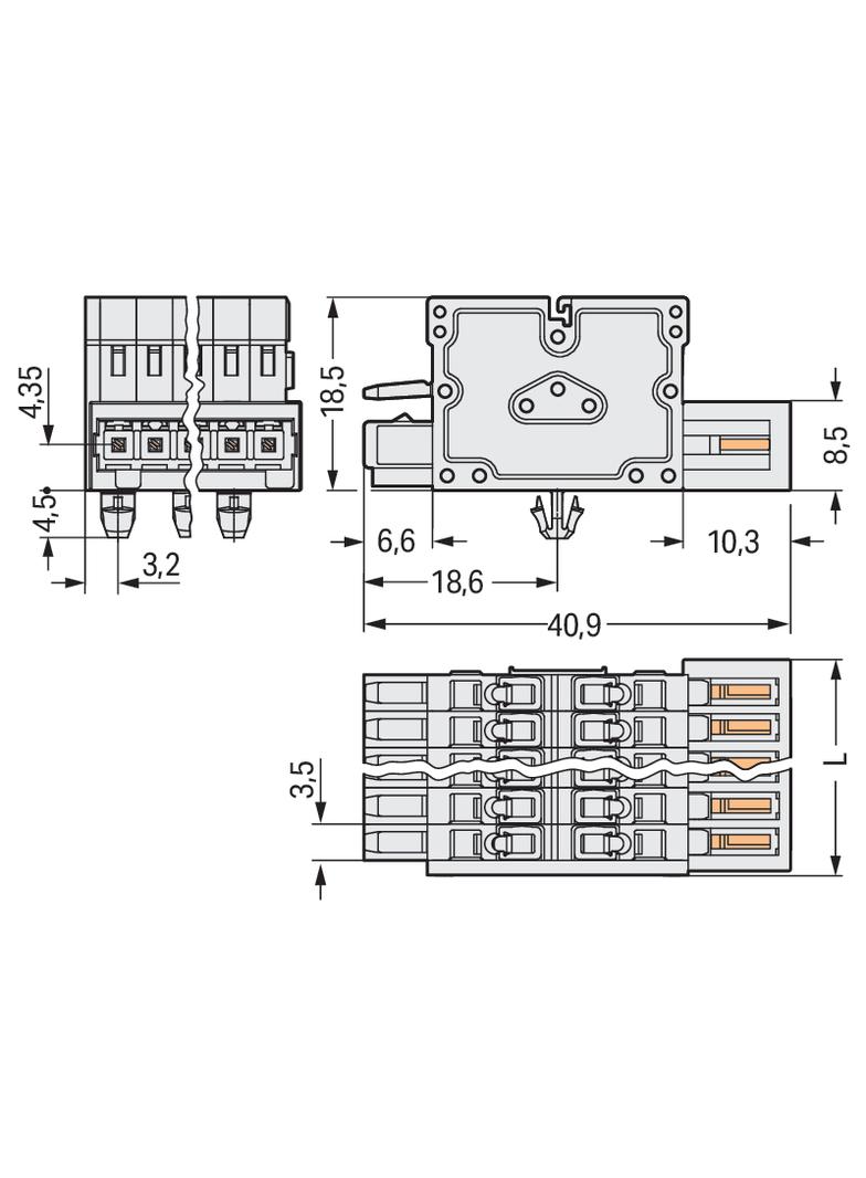 listwa zaciskowa kombi 2-przewodowa 5-bieg. raster 3,5 mm /50szt./ WAGO