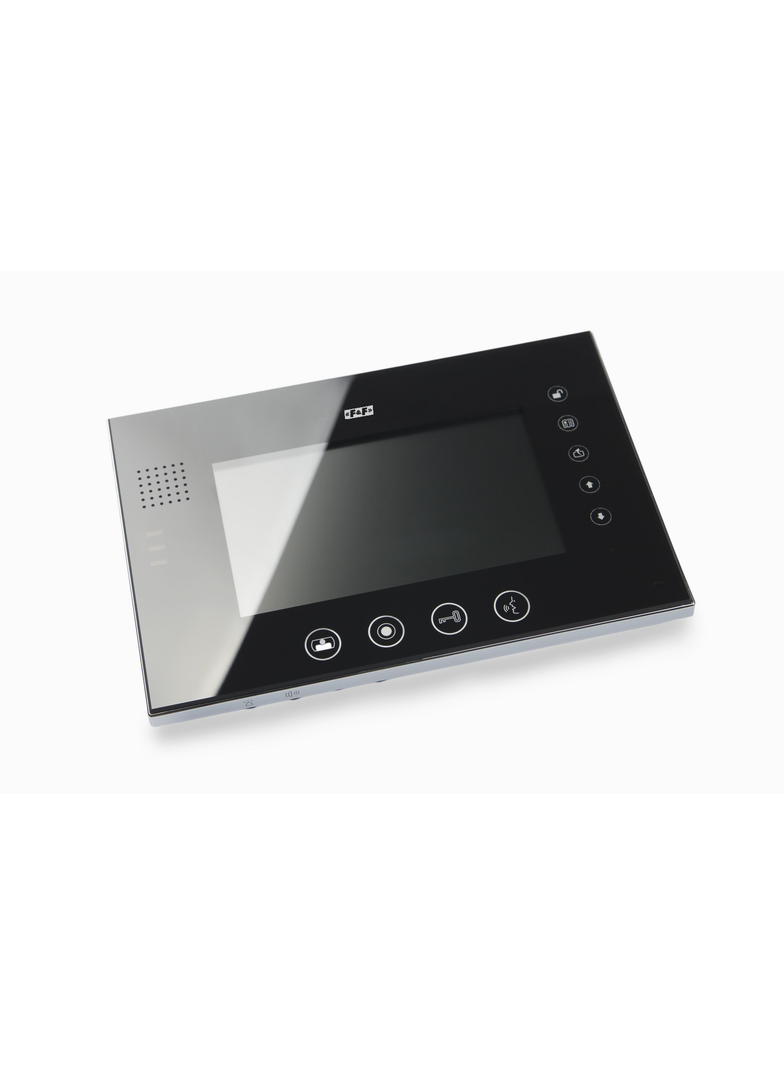 wideodomofon: monitor 7" kolorowy z pamięcią, port karty SD, plastik/aluminium, czarny + zasilacz