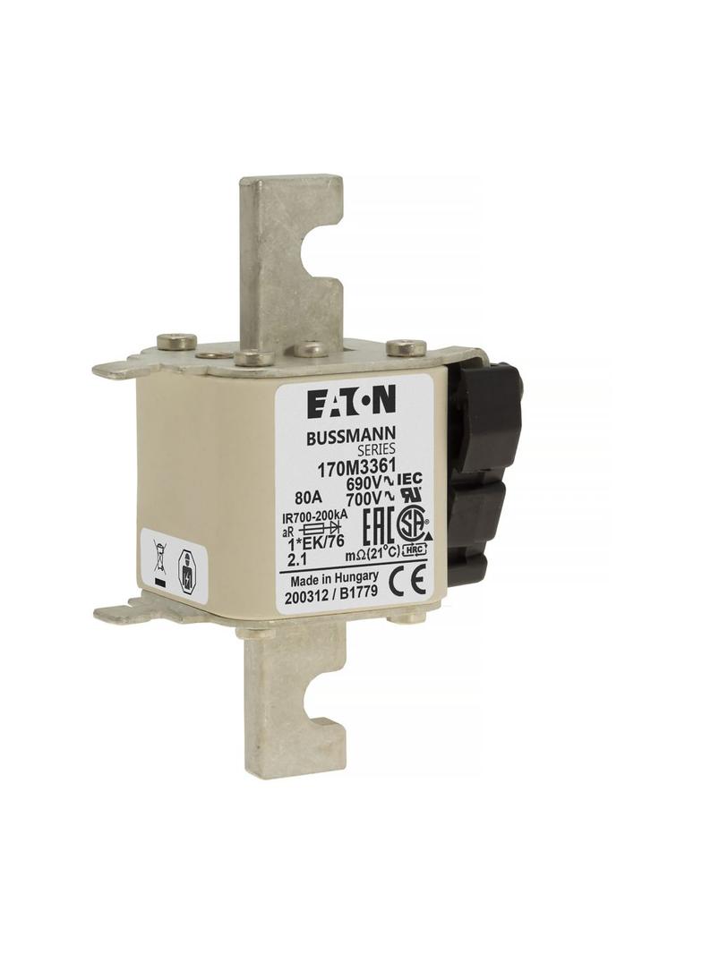 FUSE 80A 690V 1*EK/76 AR UC Wkładka szybka 80A AC 690V rozmiar 1 45x59x102 mm aR IE 170M3361 EATON