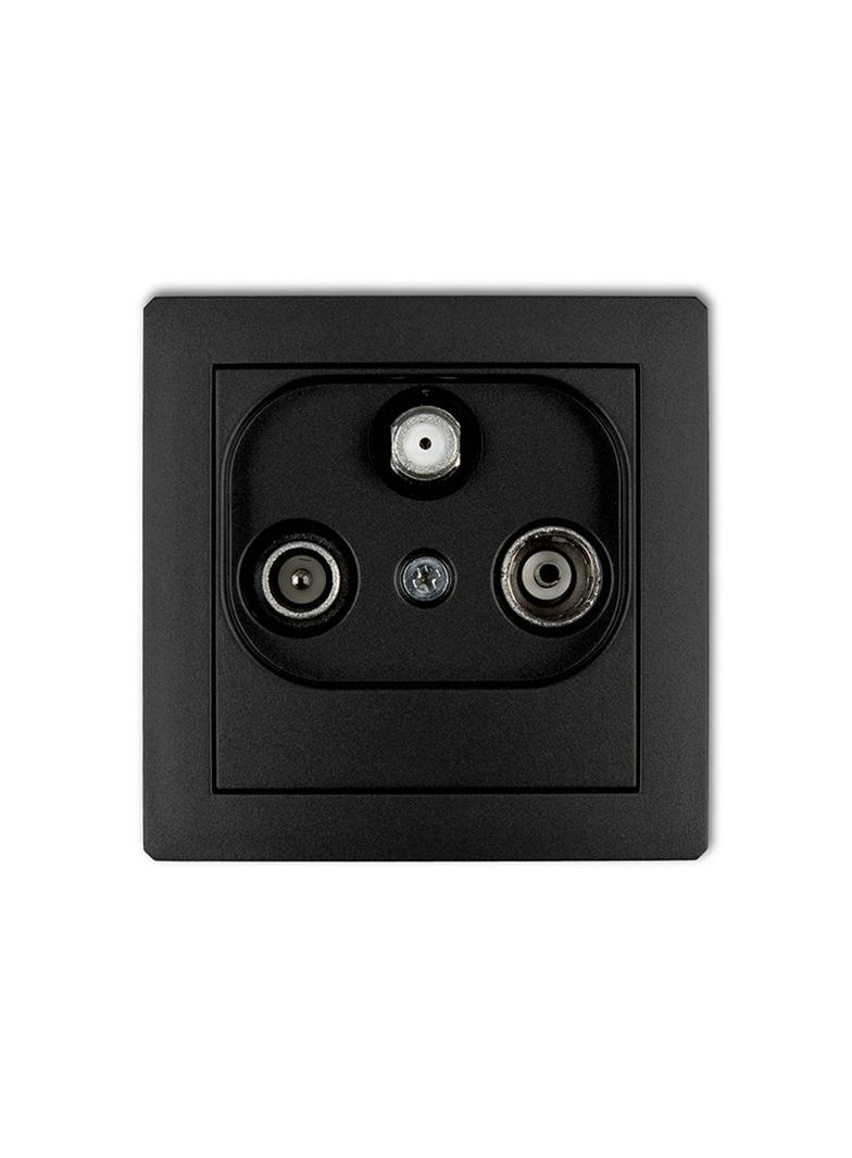 DECO Mechanizm gniazda abonenckiego RTV-SAT końcowego (2 wejścia antenowe) czarny mat