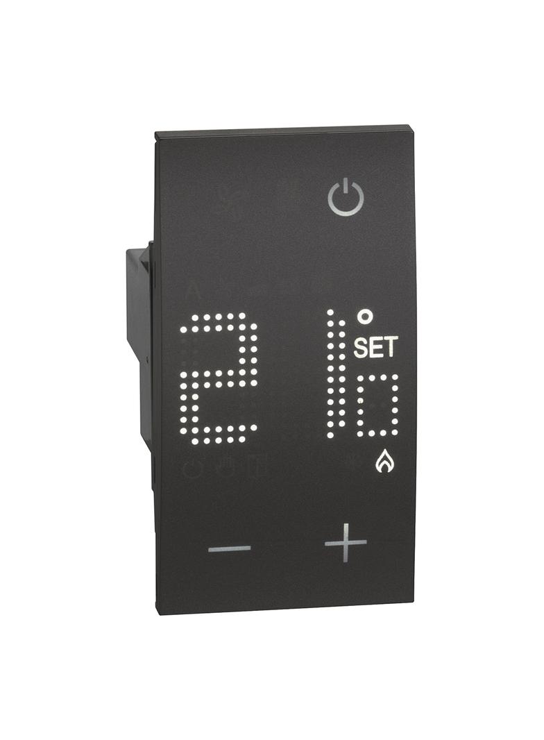 LIVING NOW - TERMOSTAT Z WYŚWIETLACZEM - 2 MODUŁY - CZERŃ, Bticino