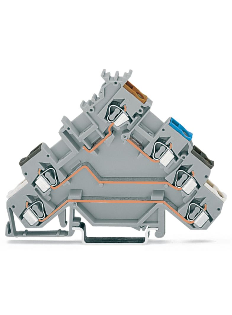 Złączka szynowa 4‑przewodowa do czujników 2,5mm2 szara 280‑580 /50szt./ WAGO
