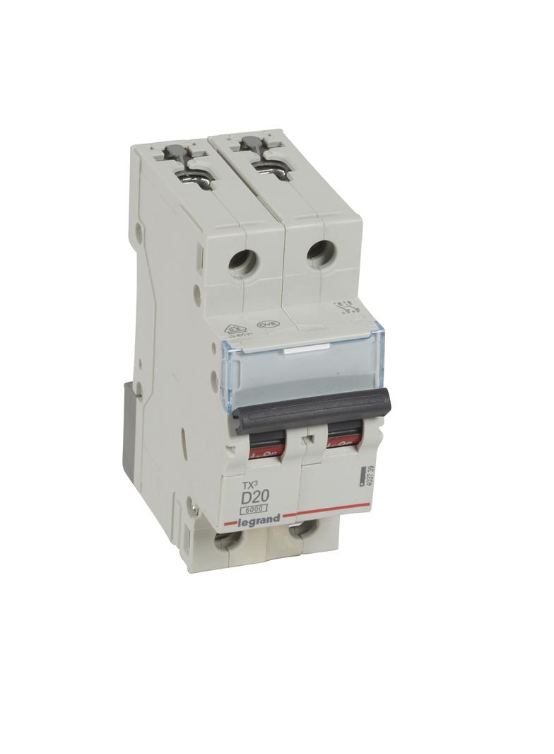 WYŁĄCZNIK NADPRĄDOWY S 302 2P D 20A 6000A SERII TX3, Legrand