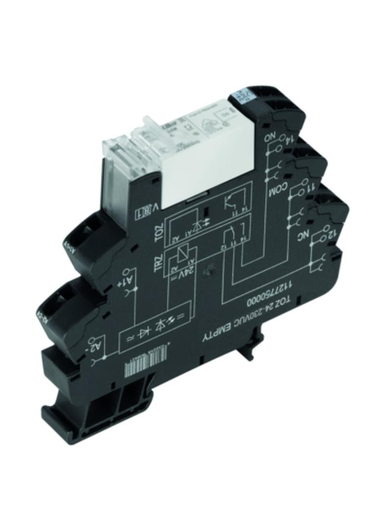 TRZ 24VUC 1CO 16A Moduł przekaźnikowy, 24 V UC ±10 %, Zielona dioda LED, Prostownik, 1 zestyk przełączny (AgNi) , 250 V AC, 16 A, złącze sprężynowe, Przycisk testowy: N /10szt./ 1479850000 WEIDMÜLLER