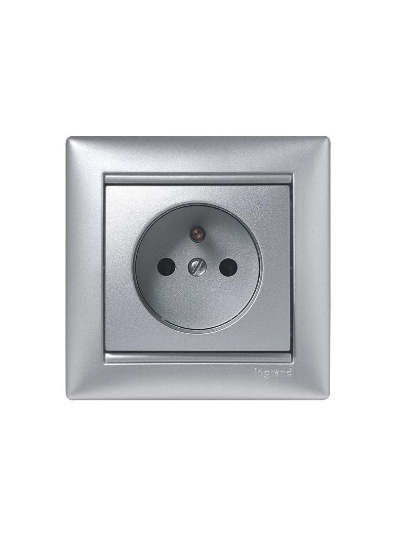 VALENA GNIAZDO POJEDYNCZE 2P+Z 16A-250V~ ALUMINIUM, Legrand