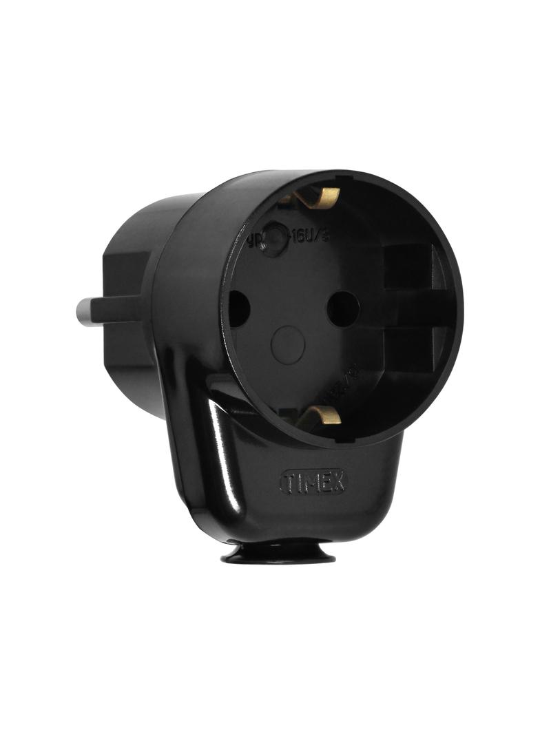 Wtyczka Uni-Schuko z gniazdem 2P+Z Schuko 16A, czarny