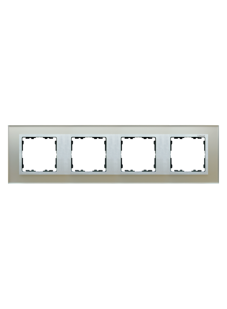 Simon 82 Nature Ramka 4-krotna Nature-szkło Srebrna / pierścień aluminium mat 82947-62 KONTAKT
