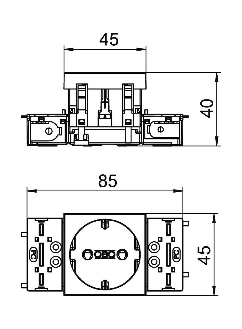STD-D0C SWGR1, Gniazdo 0°, VDE, pojedyncze, Connect 45