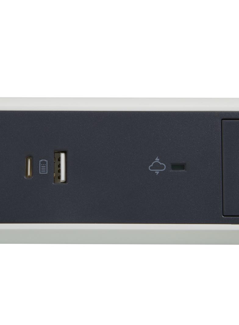 PRZEDŁUŻACZ PREMIUM, OBROTOWY, 3X2P+Z, USB A+C, Z OGRANICZNIKIEM PRZEPIĘĆ, Z PRZEWODEM 1.5 METRA 3X1