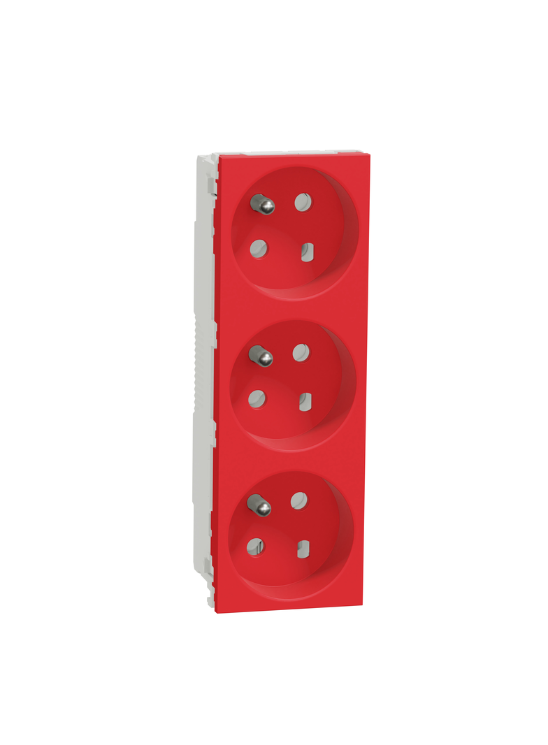 Gniazdo 2x2P+PE 16A (45 stopni) z przesłonami DATA, Nowa Unica, czerwone NU307103 SCHNEIDER