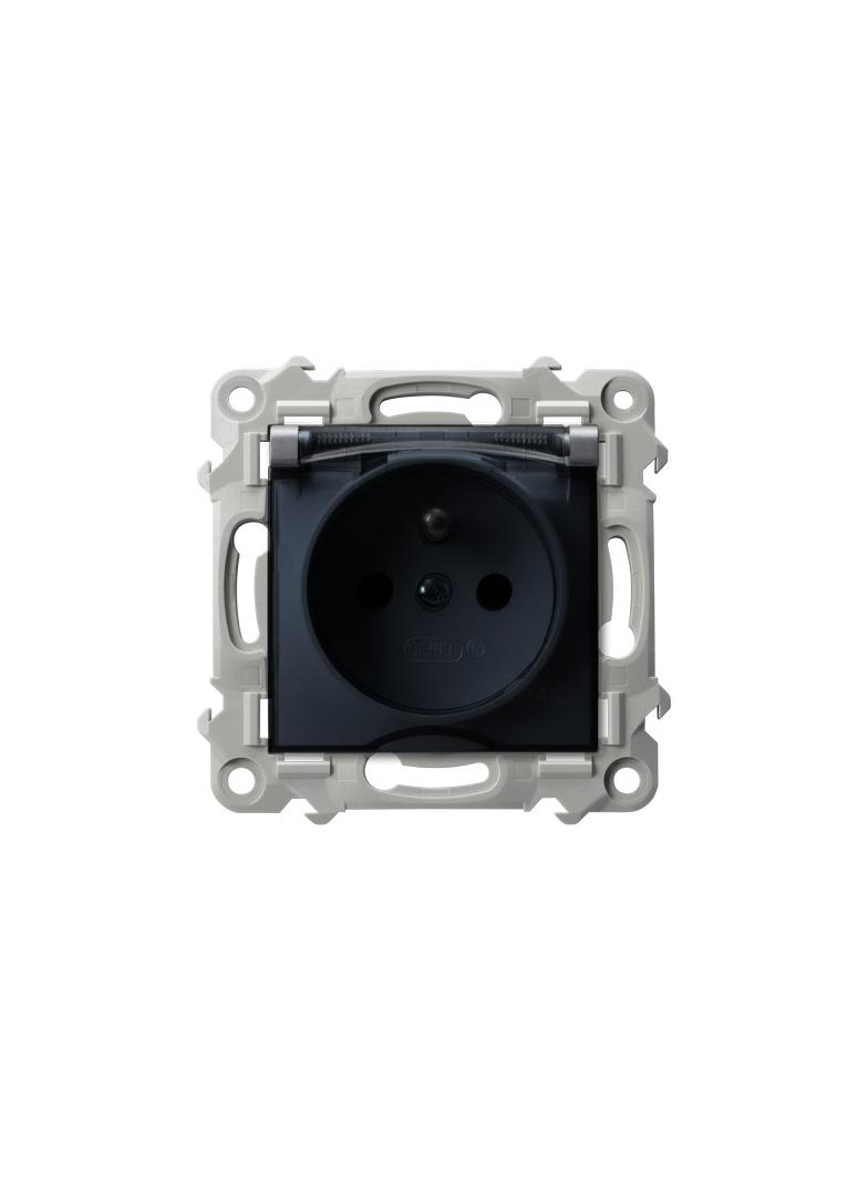 SZAFIR Gniazdo bryzgoszczelne z uziemieniem IP-44 wieczko przezroczyste - kolor szary mat