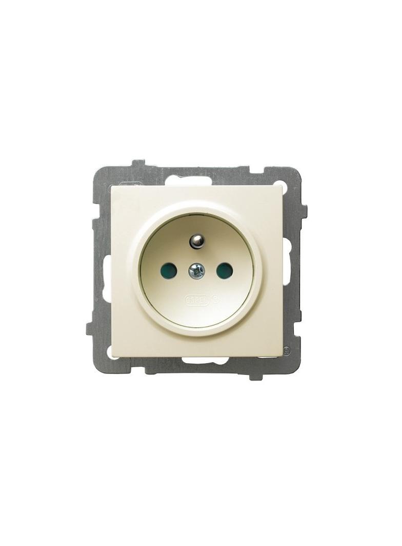 AS Gniazdo pojedyncze z uziemieniem z przesłonami torów prądowych - kolor ecru