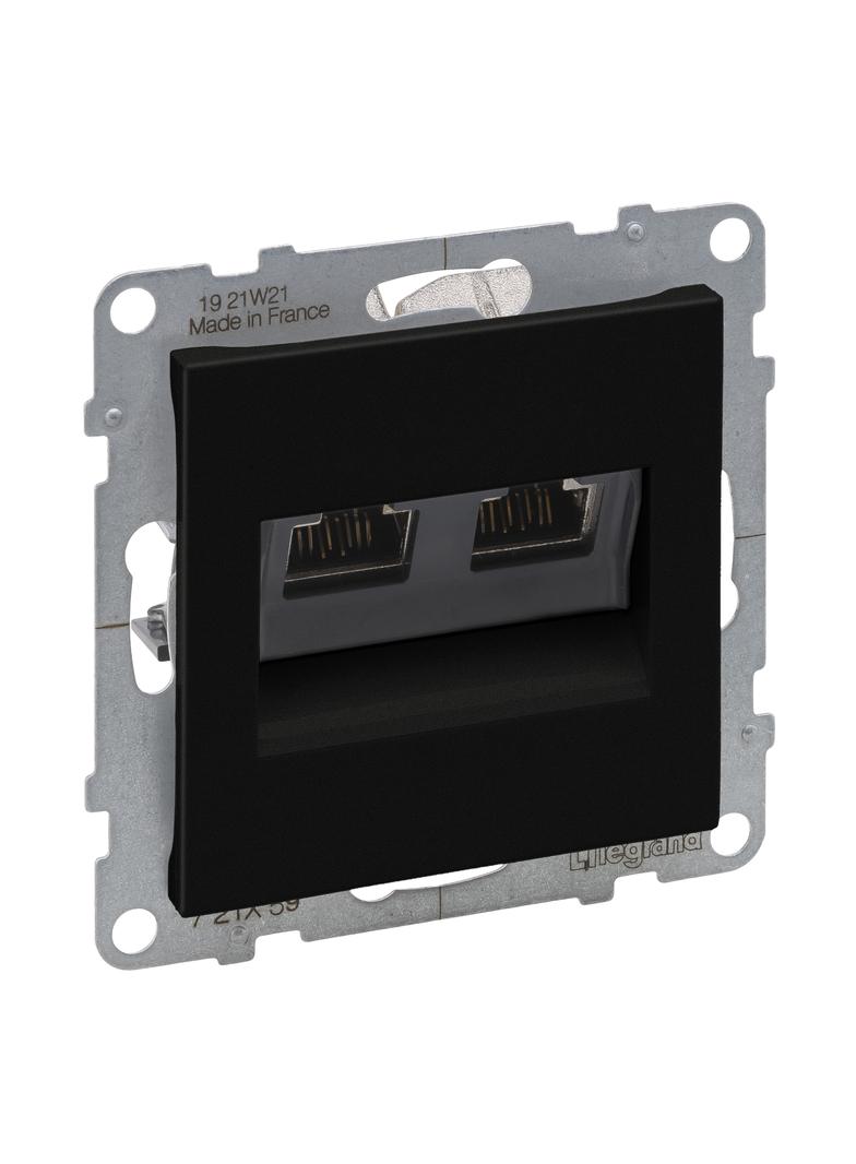 SUNO - Gniazdo 2XRJ45/kat 6A STP, Czarny, Legrand