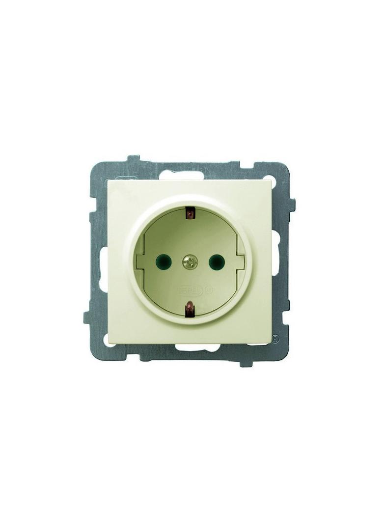 AS Gniazdo pojedyncze z uziemieniem schuko z przesłonami torów prądowych - kolor ecru