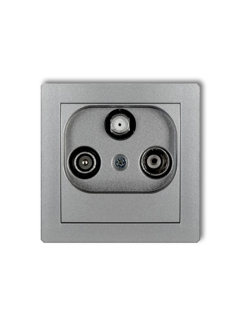 DECO Mechanizm gniazda abonenckiego RTV-SAT przelotowego 10dB srebrny metalik