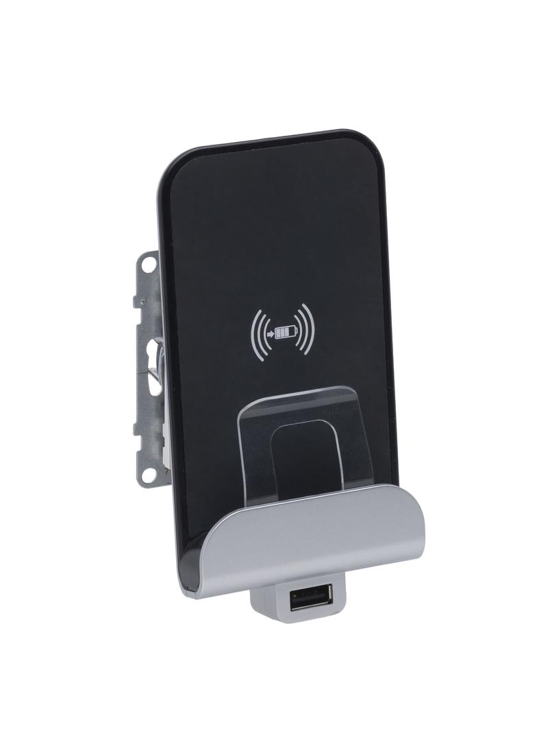 SUNO - Ładowarka indukcyjna + USB Typ A, Biały, Legrand