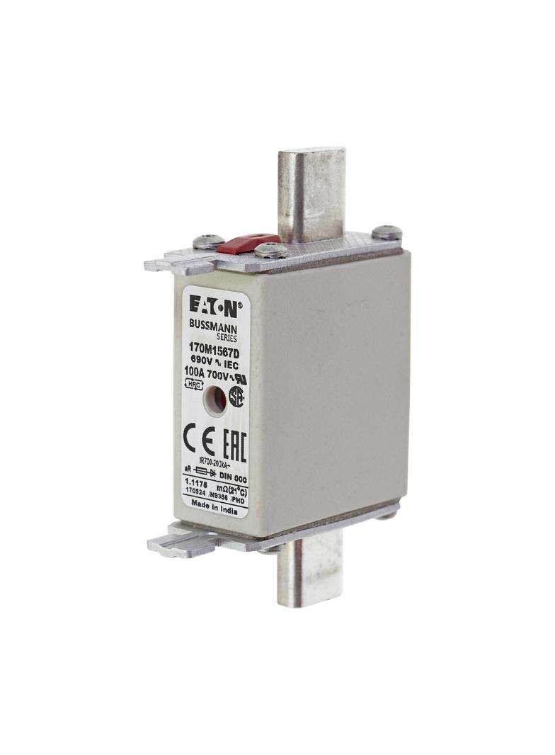 FUSE 100A 690V aR DIN 000 HSDNH Wkładka szybka 100A 690V aR DIN 000 podwójny wskaźnik 170M1567D EATO